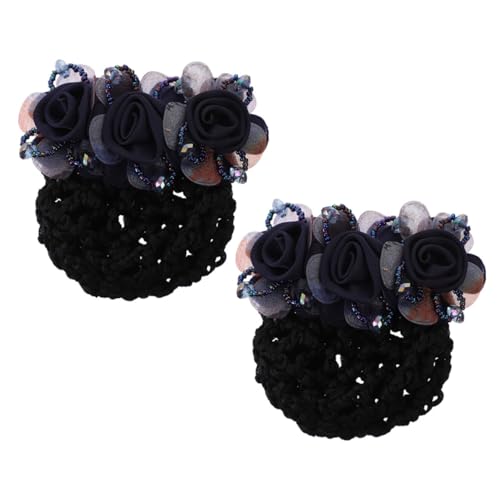 SOIMISS 2 Stück Blaues Haarnetz mit Blütenmuster Stoff Haarnetz Haarclip für Damen Eleganter Haarschmuck für Ballett Tanz und Formelle Anlässe Minimalistischer Haarhalter für Stilvolle von SOIMISS