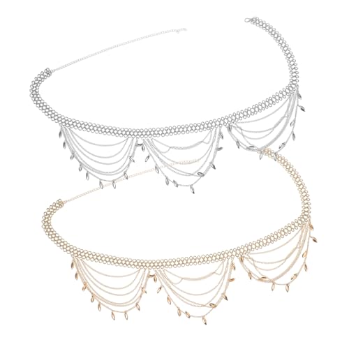 SOIMISS 2 Stück Boho Bauchkette Damen Mehrlagige Ethno Taillenkette mit Quasten Sommer Gürtel für Kleider Jeans und Festival Outfits von SOIMISS
