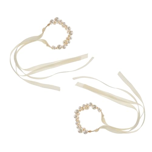 SOIMISS 2 Stück Brautperlenarmband Armbänder Abschlussball Kokette Schmuck Hellkaffee Rosa Ansteckblume Perlen Brautarmband Perlenarmband Bandarmband Hochzeitsarmbänder Für Frauen Spitze von SOIMISS