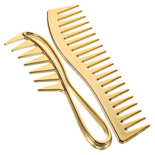 SOIMISS 2 Stück Breiter Zahnkamm Teiliges für Männer Entwirrt Nasses und Lockiges Haar Elektroplattierte Stylingkämme für Öligen und Modischen Look Professionelles Friseurwerkzeug für von SOIMISS