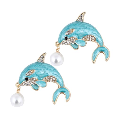 SOIMISS 2 Stück Broschen Zinklegierung mit Strass und Perlen Langlebige Anstecknadeln für Damen Verspielte Meeres Tier Schmuckaccessoires für Pullover Schals und Kleidung von SOIMISS
