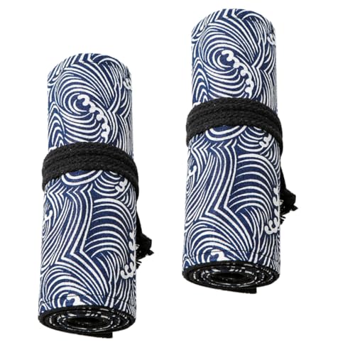 SOIMISS 2 Stück Canvas Pencil Roll Mäppchen Robustes Stifteetui mit Fächern Praktischer Federmäppchen Organizer für Zeichenstifte Segeltuch Federtasche mit Wellenmuster für Künstler und von SOIMISS