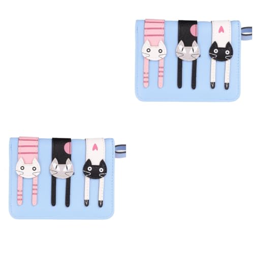 SOIMISS 2stücke Kurze Damen Geldbörse Mit Katzenmuster Reißverschluss Und Mehreren Fächern Für Münzen Karten Und Geld Multifunktionale Handliche Geldbörse Für Schule Büro Und von SOIMISS