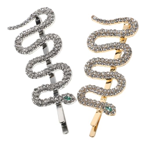 SOIMISS 2 Stück Elegante Haarklammern Schlangenform Damen Haarschmuck mit Strasssteinen aus Elektrobeschichtetem Legierungsmetall Gold und Silber Festlicher Brautschmuck für Hochzeit und von SOIMISS