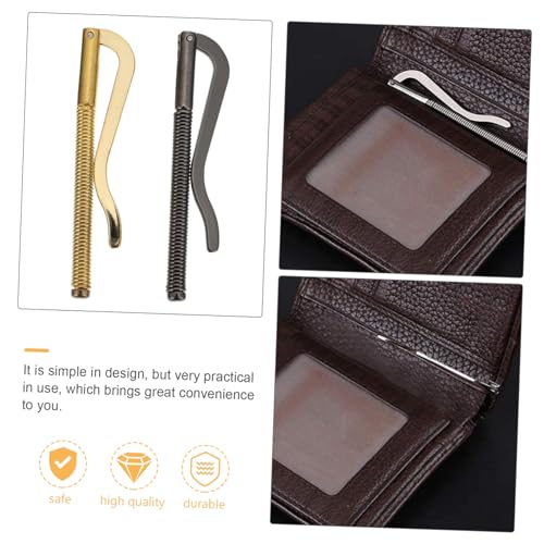 SOIMISS 2 Stück Geldklammer aus Rostfreiem Metall Bifold Geldbörsen Ersatzteile Federspannungslasche für Herren Schlanke Brieftasche Langlebiger Bargeldhalter in Gold und Schwarz von SOIMISS