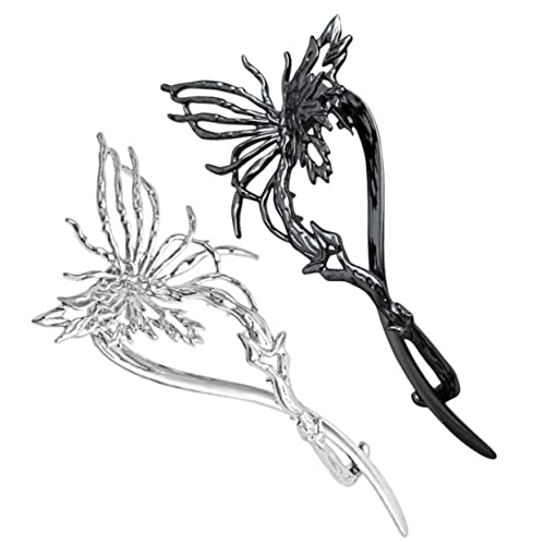 SOIMISS 2 Stück Haarklammern Leichte Haarspangen für Damen Rutschfestes Haaraccessoire für Alltag und Besondere Anlässe Silber und Schwarz von SOIMISS