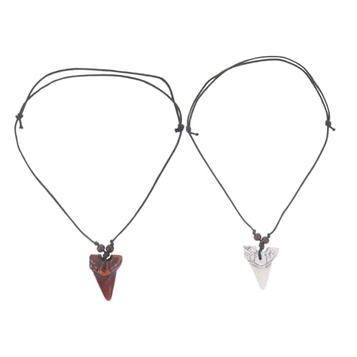 SOIMISS 2 Stück Haifischzahn für Männer Verstellbare Anhänger Neklace Weiß und Braun für Strandpartys und Surfer Stil Modisches Herren Schmuckstück Ergänzung für Outfit von SOIMISS