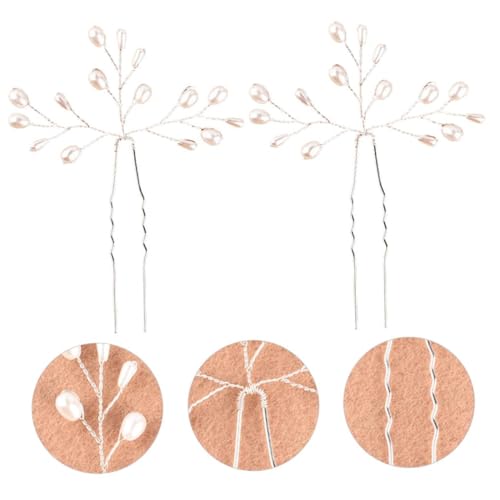 SOIMISS 2 Stück Handgefertigte Perlenhaarnadeln Silber Hochzeit Brautschmuck Damen Haarschmuck für Braut und Brautjungfern Einfach zu Befestigen Eleganter Hochzeits Haarschmuck von SOIMISS