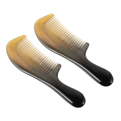 SOIMISS 2 Stück Handgefertigter Ox Horn Kamm Antistatischer Tragbarer Kopfhaut Massagekamm für Männer und Frauen Geeignet für Nasses und Trockenes Haar Schonend und Haarverlustreduzierend von SOIMISS