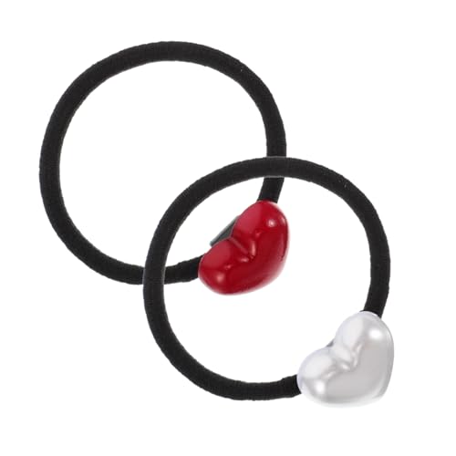 SOIMISS 2 Stück Herz Form Haargummis Hohe Elastizität Stark Haltbar Rutschfest für Damen Mädchen Ponytail Halter Rot Weiß Modischer Haarschmuck von SOIMISS