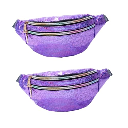 SOIMISS 2stücke Pu Leder Fanny Pack Mit Reflektierenden Pailletten Bunte Tragbare Umhängetasche Für Damen Für Outdoor-Reisen Und Freizeitaktivitäten Perl von SOIMISS