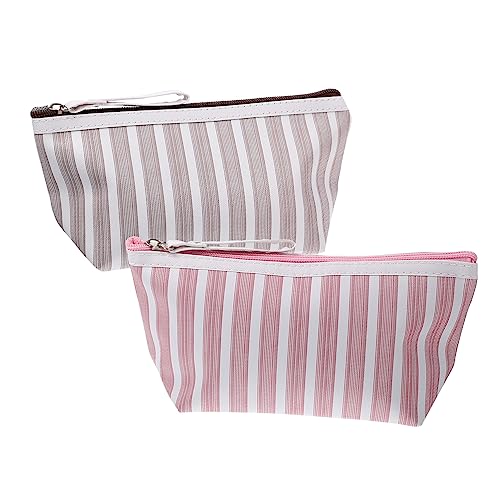 SOIMISS 2 Stück Kosmetiktasche mit Reißverschluss Tragbare Toiletry Bag für Damen Streifen Design für Reisen Aufbewahrung von Kosmetik Handy Geldbörse und Mehr von SOIMISS