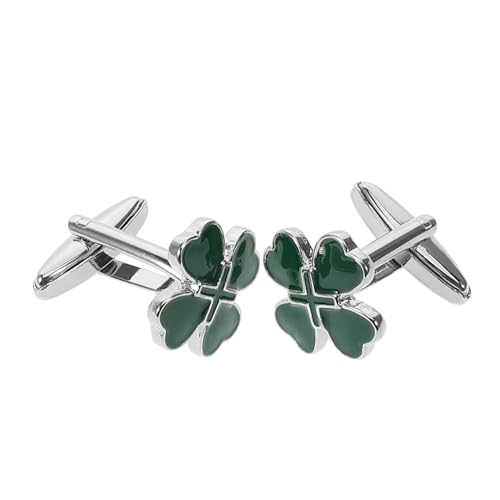 SOIMISS 2 Stück Manschettenknöpfe Herren Grün Emailliert Herz Vierblättriges Kleeblatt Irischer Glücksbringer Langlebig für Business Hochzeit Party St Patricks Day Accessoire von SOIMISS