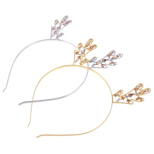 SOIMISS 2 Stück Metall Rentier Geweih Haarreifen Weihnachts Stirnbänder für Damen Haarschmuck Accessoires für Festliche Anlässe Gold und Silber von SOIMISS