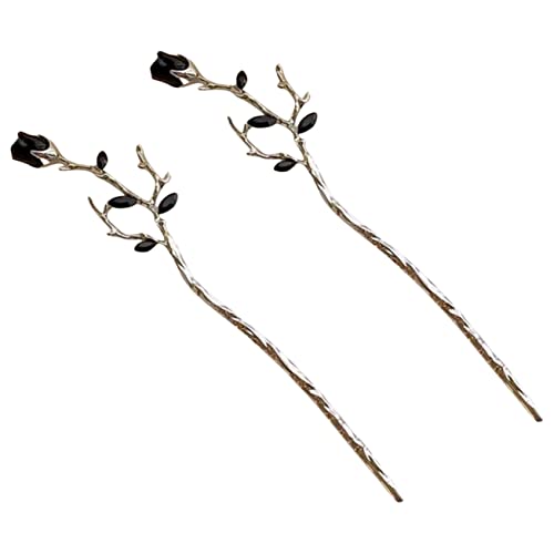 SOIMISS 2 Stück Metallblume Haarnadel Haarknoten-Accessoires für Frauen Haarstock Haarstifte Rosenhaarnadel haarschmuck haarblume Dutt Haarstäbchen Rosenblüten-Haarstab Legierung Silver von SOIMISS