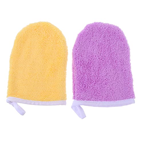 SOIMISS 2 Stück Mikrofaser Make Up Entferner Handschuh Sanftes Gesicht Reinigungstuch Schnell Trocknend Hautfreundlich für Reisen und Tägliche Pflege Gelb und von SOIMISS