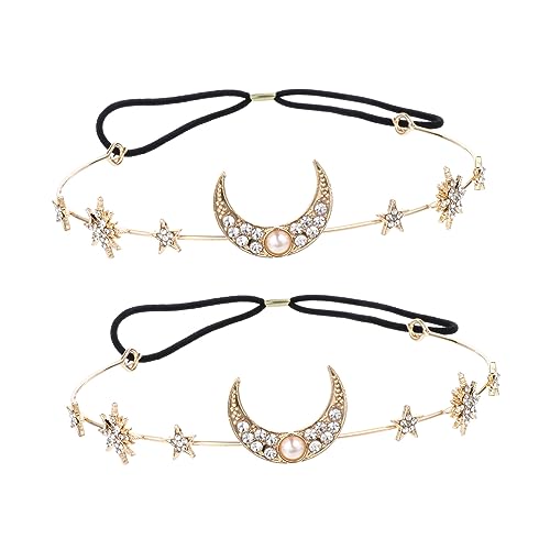 SOIMISS 2 Stück Mond und Sterne Haarschmuck Teiliges Elastisches Leichtes Braut Stirnband mit Feinen Perlen Modisches Hochzeits Haaraccessoire für Damen und Mädchen Vielseitig für Party von SOIMISS