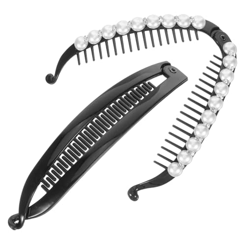 SOIMISS 2 Stück Perlenbesetzte Bananen haarspange für Dünnes und Dickes Haar Eleganter Haarschmuck Damen mit Sicherem Sitz und Ergonomischem Design Schnell Stylisch Fixierbar für von SOIMISS