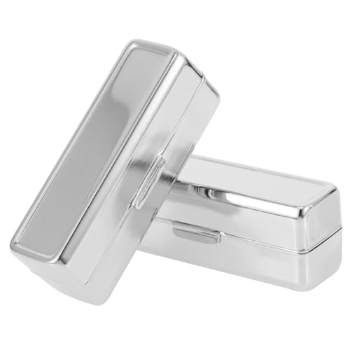 SOIMISS 2 Stück Quadratische Lippenstiftbox Metall mit Spiegel Tragbarer Make Up Organizer Langlebige Aufbewahrungsbox für Lippenstift Lipgloss Lippenbalsam Kompakt und Elegant von SOIMISS