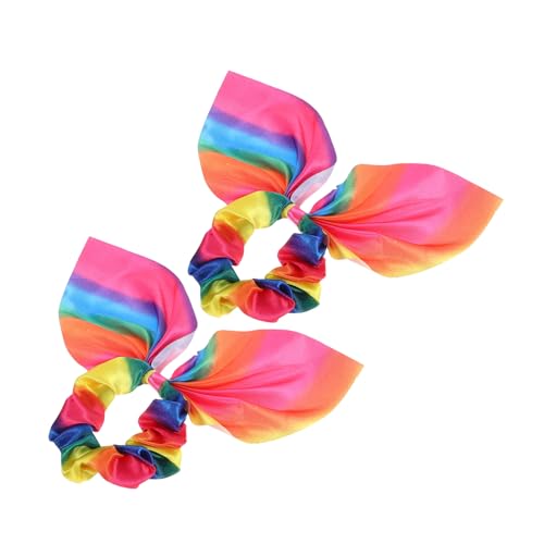 SOIMISS 2 Stück Regenbogen Haargummis mit Hasenohren Süße Haaraccessoires für und Mädchen für Starker und Stylisches Design von SOIMISS