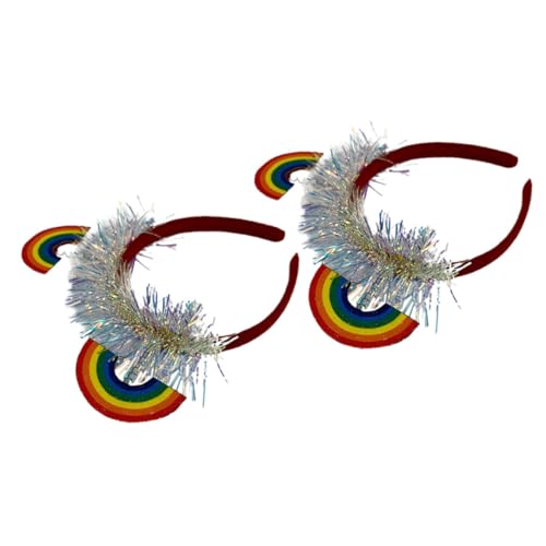 SOIMISS 2stücke Regenbogen Stirnband Dekoratives Haarband Kostüm Stirnband Cosplay Kopfbedeckung Festival Foto Herren Haarreif Regenbogen Haarreif von SOIMISS