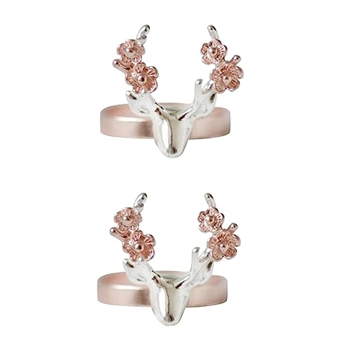 SOIMISS 2 Stück Rentierring Geweih Fingerring Lumae Weihnachtsringe Für Frauen Weihnachtsring Neujahrsschmuck Für Frauen Schmuck Hirsch Fingerring Weihnachtsfingerringe von SOIMISS