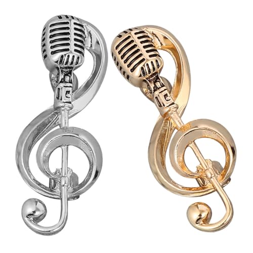 SOIMISS 2 Stück Retro Mikrofon Brosche Musik Schmuck Anstecknadeln Legierung für Damen und Herren Accessoire für Musikliebhaber und Stilbewusste von SOIMISS