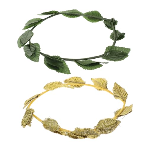 SOIMISS 2 Stück Römischer Lorbeerkranz Teiliges Goldgrünes Haarband Eleganter Haarschmuck für Frauen Cosplay Leaf Crown Headpiece für Hochzeiten Festivals und Partys von SOIMISS