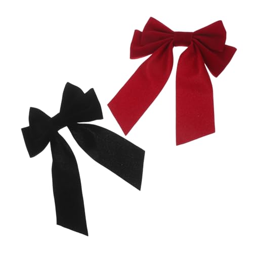 SOIMISS 2stücke Rote Haarschmuck Beflockt Haarschleifen Für Damen Mädchen Kleinkinder Pferdeschwanzschleifen Haar-accessoires Für Hochzeiten Abschlussbälle von SOIMISS