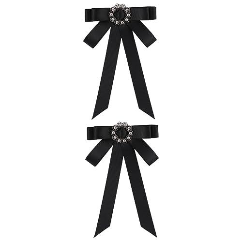 SOIMISS 2stücke Bowknot Brosche Mit Strass Für Damen Retro Kleidung Accessoire Elegante Textilbrosche Für Schals Und Outfits Schwarz von SOIMISS