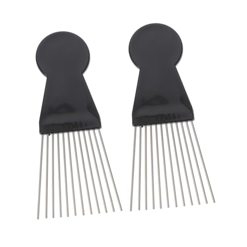 SOIMISS 2 Stück Schwarzer Stahlhaar Pick für Männer Grobzinkiger Afro Kamm Ergonomisch für Lockiges Haar und Haarstyling Fördert Durchblutung und Haargesundheit für Trockene und Nasse von SOIMISS