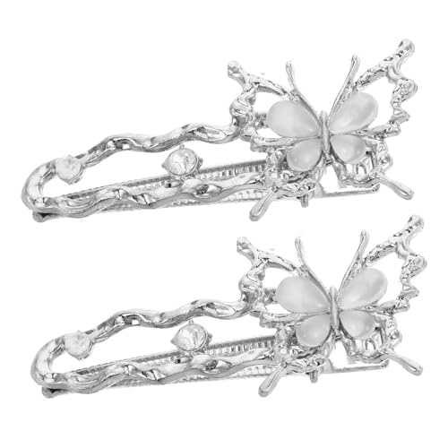 SOIMISS 2 Stück Silberne Schmetterling Haarklammern mit Cat Eye Stein Alligator Haarspangen für Damen Mädchen Strähnen Halten Haarschmuck Glitzer Accessoire Hochzeit Alltag von SOIMISS