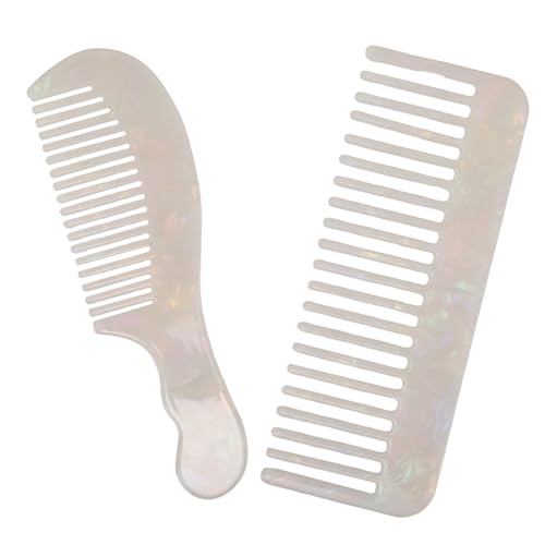 SOIMISS 2 Stück Static Acetate Kamm für Frauen Tragbar Breitzinkig Kurzgriff Statikfrei Schonend für Kopfhaut zum Entwirren von Lockigem Glattem Nassem und Trockenem Haar Reise Haartool von SOIMISS