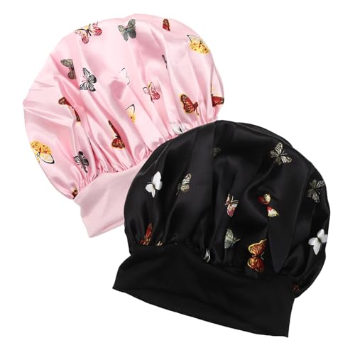 SOIMISS 2 Stück Teiliges Damen Schlafhauben Satin Bonnet mit Elastischem Atmungsaktiv Haarschützend Wiederverwendbar für Make Up Spa und Nachtpflege Passend für Lockiges und Langes Haar von SOIMISS
