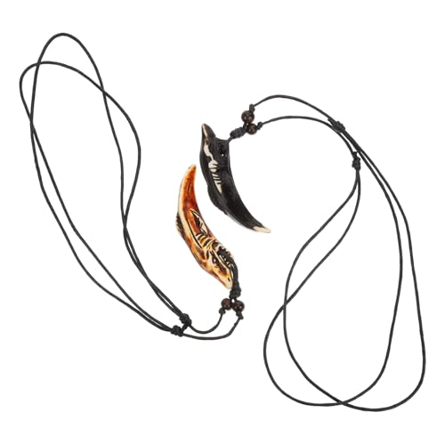 SOIMISS 2 Stück Teiliges Herren Halskette mit Fisch Anhänger Resin Material Zweifarbige Clavicle Ketten in Schwarz und Rotbraun Stylisches Schmuckaccessoire für Partys und Alltag von SOIMISS