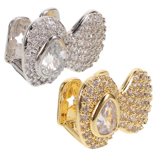 SOIMISS 2 Stück Teiliges Hip-hop Zahnkappen Wassertröpfchenform Gold Silber mit Funkelnden Zirkonia Kristallen Komfortable Auffällige Mundschmuck Zahnkappen für Männer Frauen von SOIMISS