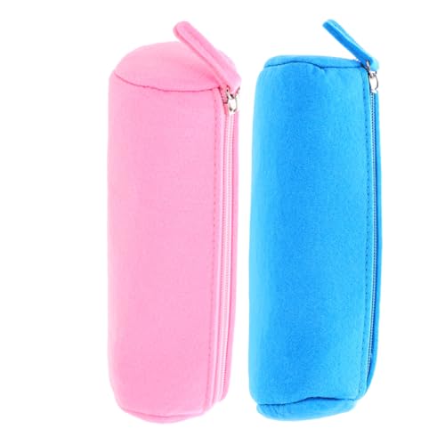 SOIMISS 2 Stück Teiliges Kleines Filz etui mit Reißverschluss Leichte Reißfeste Federmappe Blau Große Kapazität für Stifte Kosmetik Schule und Büro Rutschfestes Boden Design Waschbar und von SOIMISS
