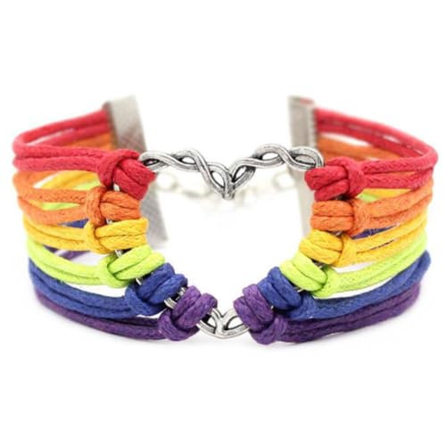 SOIMISS 2 Stück Teiliges Lgbt Pride Armband Handgefertigt Retro Metall Herz Design Langlebiges Regenbogenfarbenes Gewebtes Schmuckstück für Gay und Lesbian Bronze Silberfarben von SOIMISS