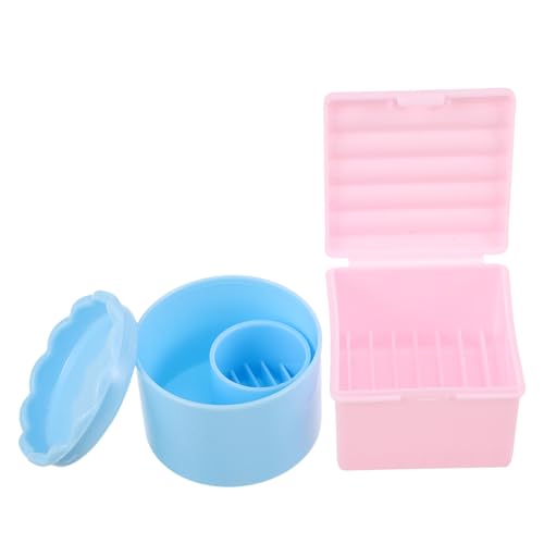 SOIMISS 2 Stück Teiliges Nail Art Pinselreinigungsset mit Integriertem Halter und Deckel Kunststoff Organizer mit Mehrschichtigem Design Trockenständer und Dappen Dish von SOIMISS
