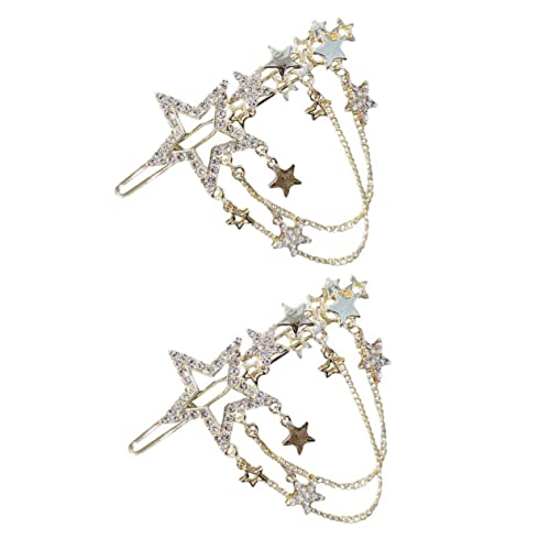 SOIMISS 2 Stück Teiliges Stern Strassstein Haarspangen mit Tasseln Haarklammern für Mädchen Eleganter Haarschmuck für Party Hochzeit und Alltag Glänzende Accessoires von SOIMISS