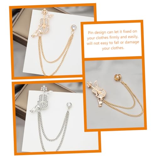 SOIMISS 2 Stück Teiliges Violin broschen Langlebiger Legierung Kreative Musik instrument Anstecknadeln für Anzug Revers Modische Kleidungsornamente in Gold und Silber für Damen und Herren von SOIMISS