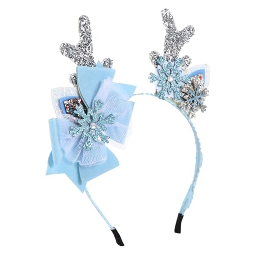 SOIMISS 2 Stück Teiliges Weihnachts Elch Haarreifen mit Blauem Geweih und Schleifen Haarclip Festlicher Haarschmuck für Mädchen Geeignet für Weihnachten Karneval und Geburtstagsfeiern von SOIMISS