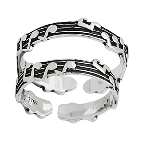 SOIMISS 2 Stück Verstellbare Musiknoten Ringe Offener Vintage Stil Liebesringe Für Damen Herren Geschenkidee Valentinstag Weihnachten von SOIMISS