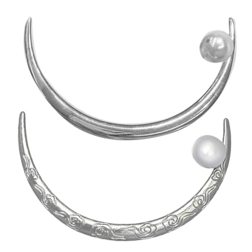 SOIMISS 2 Stück Vintage Haarnadel Teilig Chinesischer Stil Haarschmuck mit Perle Langer Gebogener Haarstab für Frauen Geeignet für Dutt und Langes Haar Silberfarben Muster von SOIMISS