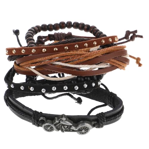 SOIMISS 2 Stück Vintage Herren Armband Mehrschichtiges PU Lederarmband mit Retro Wickeldesign Leichtes Stabiles Herren Wristband für Alltag Party Modisches Western Schmuckaccessoire von SOIMISS