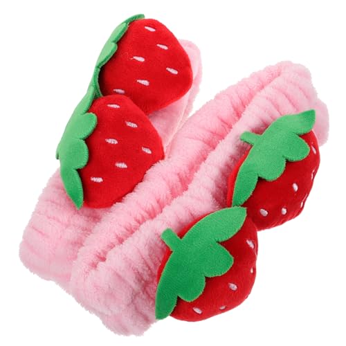 SOIMISS 2 Stück Weiches Erdbeer Haarbänder Damen Mädchen Elastisches Kawaii Stirnband für Make Up Hautpflege Waschen Spa Yoga Niedliches Rosa Haaraccessoire von SOIMISS