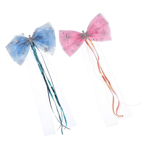 SOIMISS 2 Stück Weihnachts Schneeflocken Haarspangen mit Schleife Stilvolle Haarnadeln für Damen für Festlichkeiten und in Blau von SOIMISS