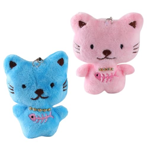 SOIMISS 2stücke Katzen Plüsch Schlüsselanhänger Niedliche Cartoon Für Taschen Rucksäcke Und Autoschlüssel Zufällige Farben Weicher Touch Für Katzenliebhaber von SOIMISS