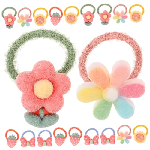 SOIMISS 20 Stück Teiliges Haargummis mit Niedlichen Cartoon Blumen Elastische Weiche Haarbänder für Mädchen Farbenfrohe Strapazierfähige Pferdeschwanzhalter für Mittleres Dickes Haar von SOIMISS