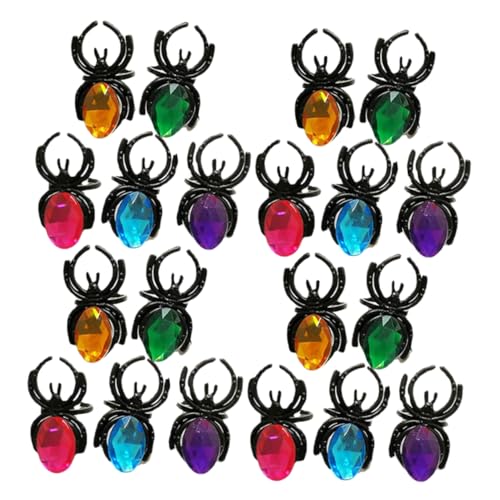 SOIMISS 20 Stück Teiliges Halloween Spinnenring aus Kunststoff Leichte Verstellbare Schmuckringe mit Bunten Edelstein Designs Langlebig und Vielseitig als Partyzubehör und von SOIMISS